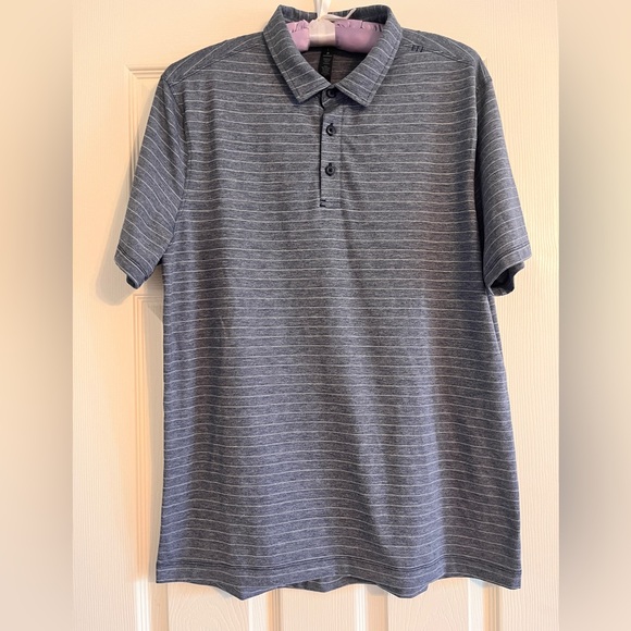 lululemon athletica Other - Lululemon Gray Striped Polo Shirt Men Size Large